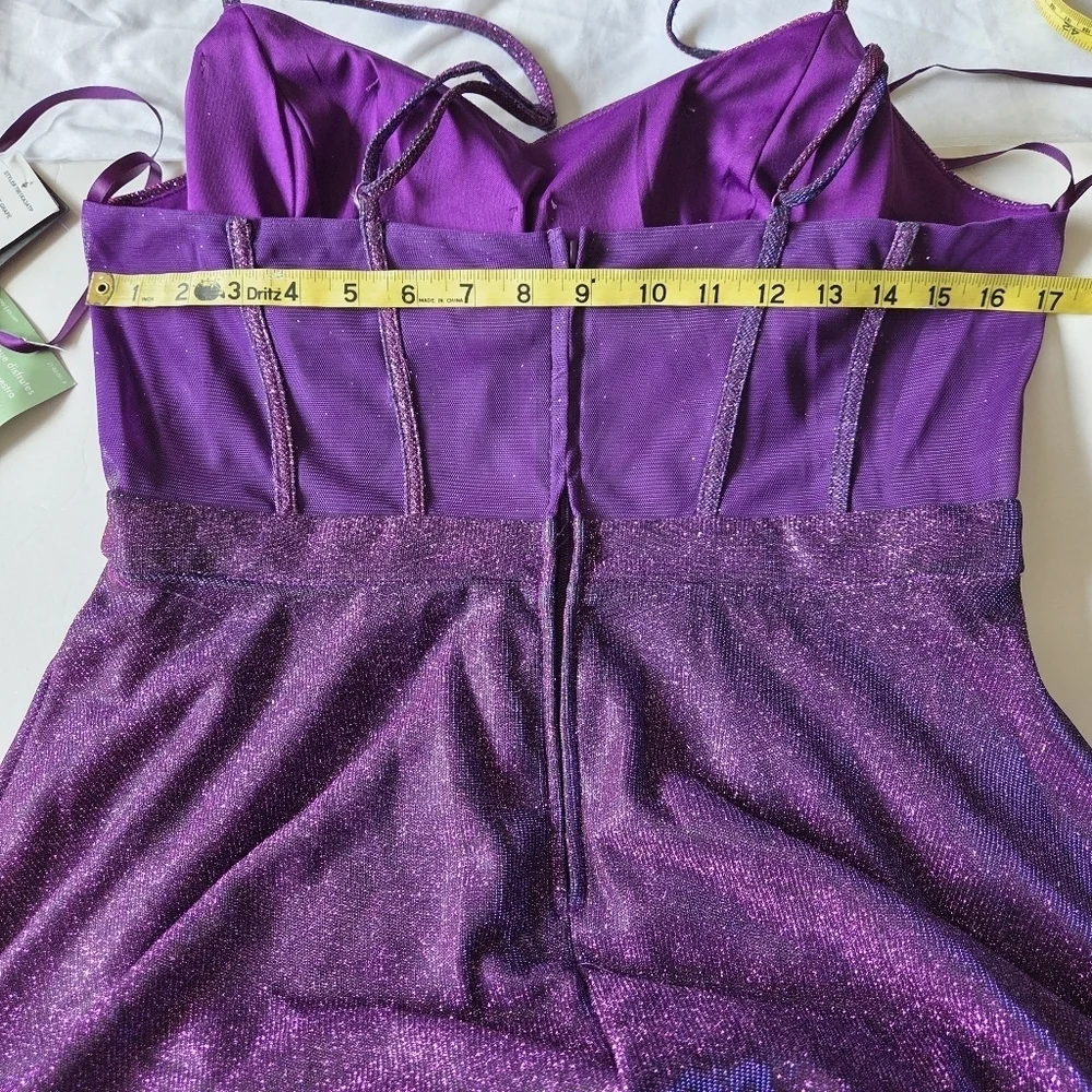 Elegant A-line Purple Glitter Dress